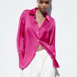 #ZARA Satin effect shirt (Fuchsia) - Women’s Small Great condition